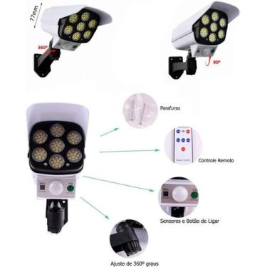 Imagem de Super Kit 2 Câmeras Fake Solar A Prova Dágua 7 Cobs 42 Leds - Sweet Ho