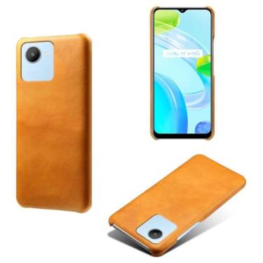 Imagem de Capa para OPPO Realme C30 4G,Proteção contra quedas,Casca de volta de cor sólida simples,Design de couro de imitação de plástico-Orange