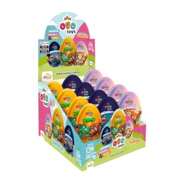 Imagem de Ovo Toys Kit Surpresa 12 Unidades Chocolate com Brinquedos, Temas Dino, Menino e Menina