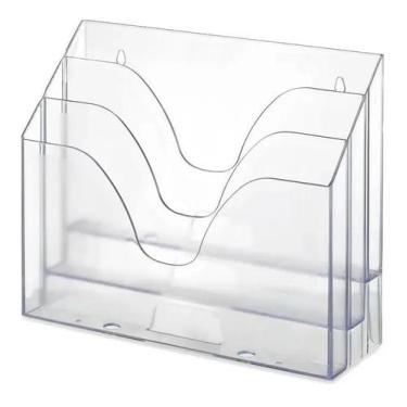 Imagem de Suporte Organizador Multiuso Documentos Escritório Triplo Cristal - Wa