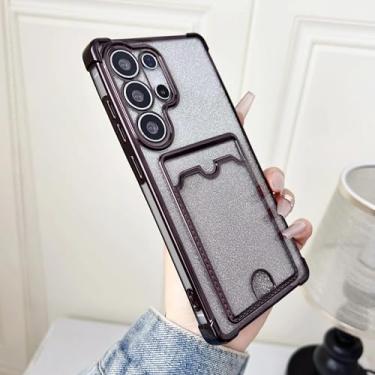 Imagem de Capa transparente com glitter gradiente para Samsung S25 S24 S23 S22 Ultra Plus A55 A35 A25 A54 A15 A14 A24 Capa à prova de choque (para A35/preto)