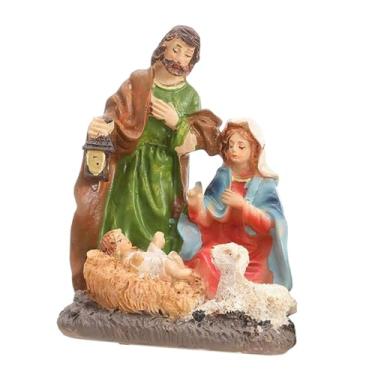 Imagem de IEUDNS Coleção de figuras de presépio de Natal, artesanato da Sagrada Família, decoração de figuras faça você mesmo, ornamento do nascimento de Jesus para
