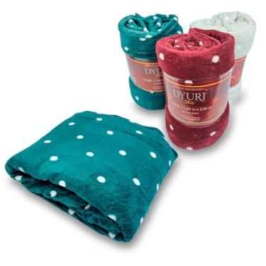 Imagem de Manta Microfibra Casal Dyuri Mix Bolinha 1,80x2,00m Jolitex (BORDO)