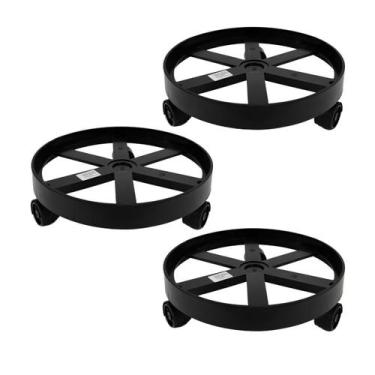 Imagem de Kit com 3 Suportes Para Botijão de Gás com Roda Preto - Micromax