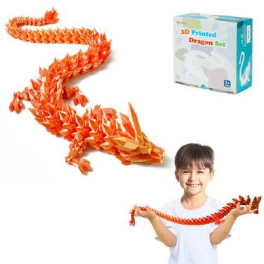 Imagem de Brinquedo impresso em 3D Oarmzr Dragon 76 cm, cristal articulado, ouro