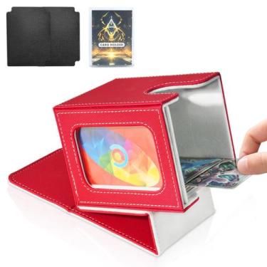 Imagem de Caixa de baralho de cartas Jaffzora para MTG Commander, vermelha e bra