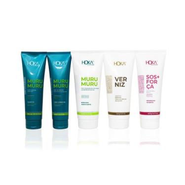 Imagem de Hoka kit cronograma capilar hidratação reconstrução brilho 5 ítens