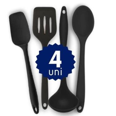 Imagem de Kit Completo Silicone 10 pçs Espátula Colher Concha Escumadeira Cozinh