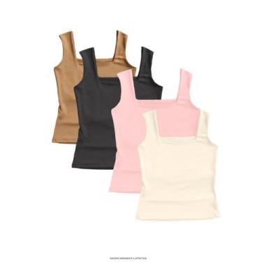 Imagem de Kit 4 Regata Lisa Feminina Elegante Suplex Verão - Blitz Feminina, Pre