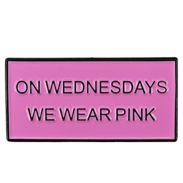 Imagem de Ficsowy Caixa de diálogo criativa e divertida, crachá com letra inglesa que usamos broche rosa na quarta-feira, decoração de bolsa versátil