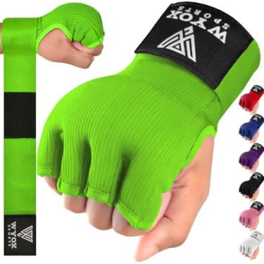 Imagem de Luvas Internas de Boxe WYOX com Gel para Homens e Mulheres, Tiras de Pulso Rápidas de 80cm, Bandagens Acolchoadas e Elásticas para Muay Thai, MMA, Kickboxing, (Verde, S/M)