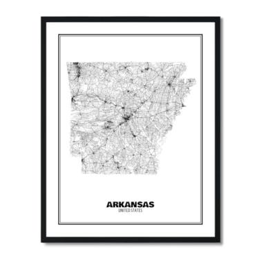 Imagem de Susie Arts Pôster de arte abstrata de mapa de estrada de rua do estado do Arkansas 28 x 35,5 cm, decoração de parede, casa, escritório, escola, sds004