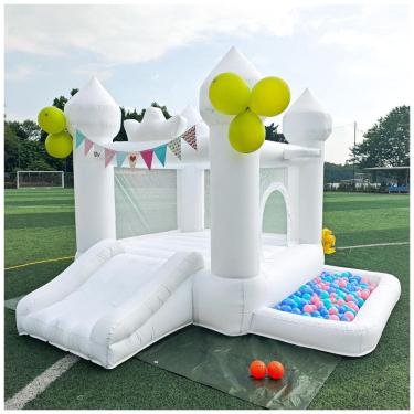 Imagem de Casa de Pula-Pula Branca de 9 Pés, Inflável para Crianças de 3 Anos em Diante com Soprador - Presente de Festa para Crianças,SnuggleBounce