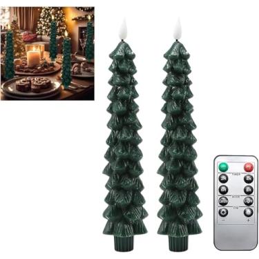 Imagem de Velas Cônicas Sem Chama Para árvore De Natal, árvore De Velas Led De Natal, Castiçais Cintilantes Com Temporizador De 9,7 Polegadas Velas Operadas Por Bateria Cônico Led De Favo De, 3PCS