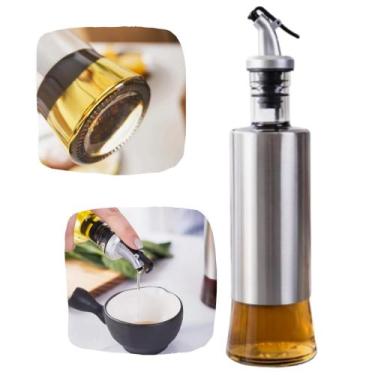 Imagem de Garrafa Galheteiro Dosador de Azeite Aço Inox Prático - Lojasbadaro