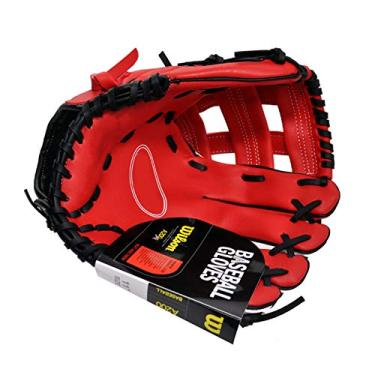 Imagem de Luva de campo de basebol, luva de beisebol para adultos e jovens para homens, luvas de beisebol de couro de vaca preto dentro e fora do campo