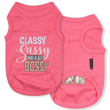 Imagem de Parisian Pet Camiseta para cachorro bordada "Classy, Sassy and Bit Bossy"