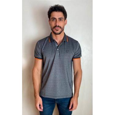 Imagem de Pólo Piquet Mix Tony Menswear Cinza com Gola Listrada - Ideal para Dur