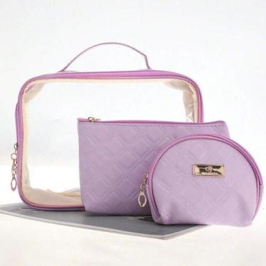 Imagem de Kit 3 Peças Necessaire Estojo Cosmética Fofo Modelo Novo - NoBrand, Ro