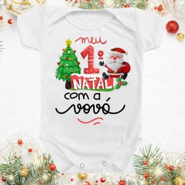 Imagem de Body Roupa De Bebê Primeiro Natal Com A Vovó Menina Menino - Borizinho