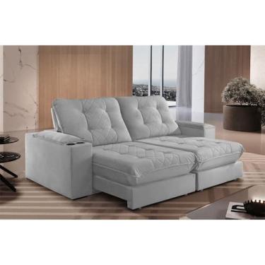 Imagem de Sofá Retrátil Botucatu 2,30M 04 Lugares Molas Ensacadas TXR, Prata