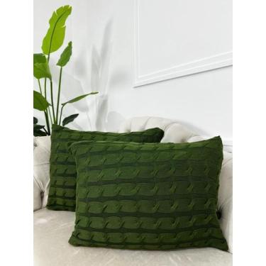 Imagem de Capa De Almofada Decorativa Tricot 60x40 Sofa Cama - Calu Tricot, Verd