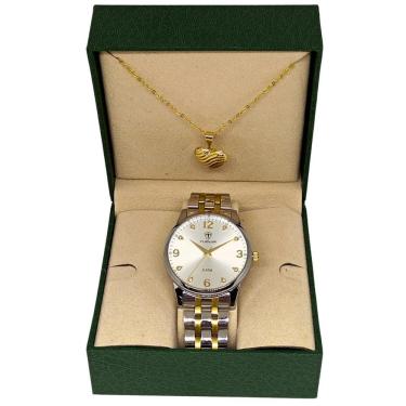 Imagem de Relógio Tuguir Feminino Ref: Tg35106 Casual Bicolor + Semijoia