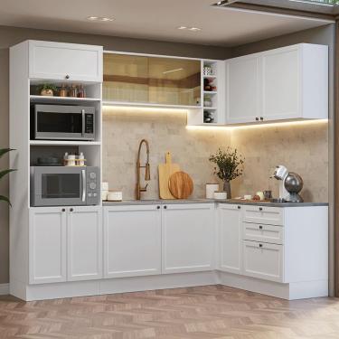 Imagem de Armário De Cozinha Completa De Canto 399 Cm Branco Vik Madesa 02 Branco