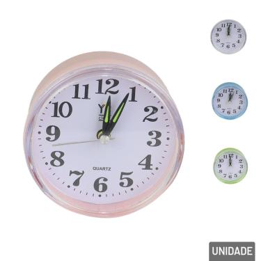 Imagem de Relógio Analógico de Mesa 9cm Despertador Redondo - Tudo em Caixa
