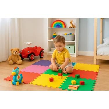 Imagem de Kit Tapetes de Eva Infantil Academia e Pets 50x50x1cm Com Encaixe e Bo