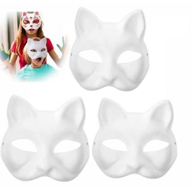 Imagem de Mascara Therian Gato Blanco DIY Halloween Pintable 3/6/9PCS - Marca Pr
