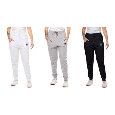 Imagem de Kit com 03 calças de moletom wooks feminina slim skinny sport luxo, PP