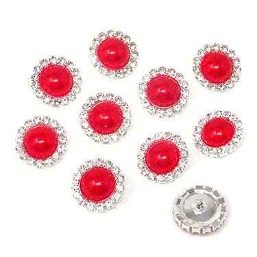 Imagem de 10 peças 16 mm moda vermelho falso pérola botões brilhantes strass costura botões elegantes roupas decoração suprimentos para saia jaqueta camisa casaco chapéu saco