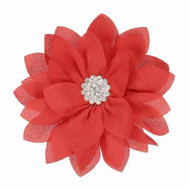 Imagem de Generic Broche de flor elegante para mulheres, broche de lapela de cristal floral de flor de tecido para festa de casamento presente terno roupas chapéu vestido casaco acessórios, One Size, Metal, Sem