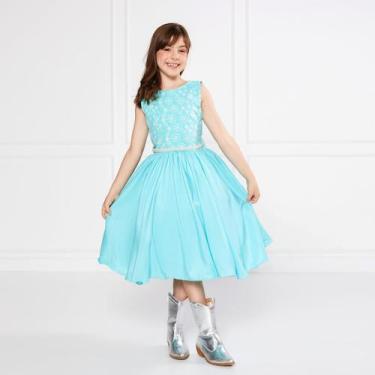 Imagem de Vestido Lese Verde Infantil Festa Casamento Cinto Perólas - JL Kids, 4