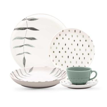 Imagem de Jogo De Jantar Em Cerâmica Flat Com 30 Peças Oxford Samambaia