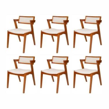 Imagem de Kit 6 Cadeiras Madeira Maciça e Estofada Ímola Authentic Espresso Móve