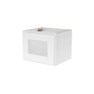 Imagem de Furinno Armário de cozinha de parede coqueteleira, com porta única, vidro não incluído, pronto para montar, 30 cm P x 38 cm L x 30 cm A, branco