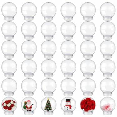 Imagem de Batiyeer Globo de água de plástico transparente de Natal, faça você mesmo, 24 peças, globo de neve transparente de 12 cm com tampa rosqueada para artesanato faça você mesmo, decoração de casa