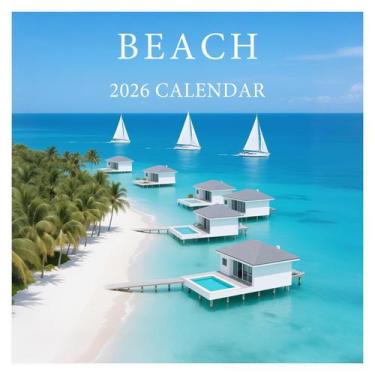 Imagem de Calendário ROZZBY 2026 Tema de praia 30x61 cm de parede