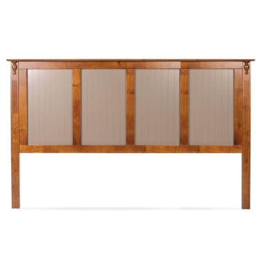 Imagem de Cabeceira De Cama Rústica Com Almofada Ripada - Imbuia Glazer Com Almofadas Amêndoa - King - 198 Cm