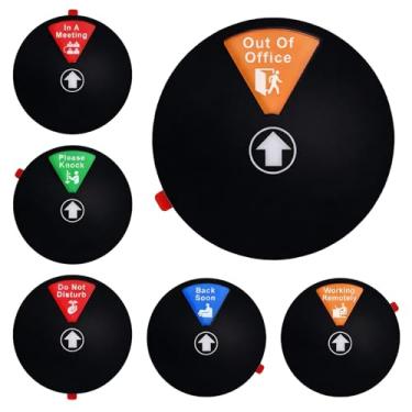 Imagem de Jevuoyee Placa magnética para porta de escritório com 6 status, placa de privacidade de 15 cm - Não perturbe, em uma reunião, fora do escritório, volte logo, bata em breve, trabalhe remotamente