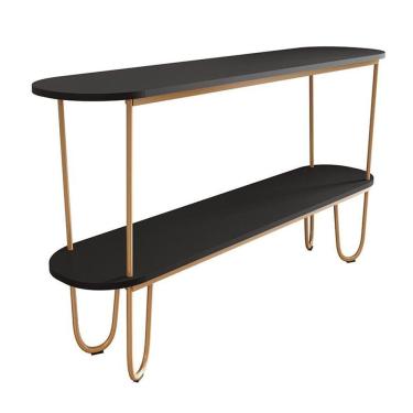 Imagem de Aparador Requinte Pés De Aço Tubolar 160 Cm Preto/dourado Preto/dourado