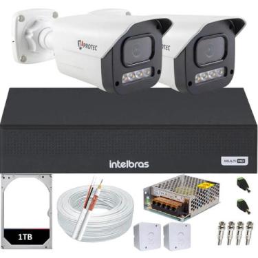 Imagem de Kit 2 Câmeras 1080p Full Color C/Áudio Dvr Intelbras 4ch 1TB