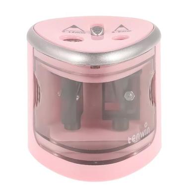 Imagem de Apontador Eletrico Rosa - 2 Furos Para Lápis Comum e Jumbo - TENWIN