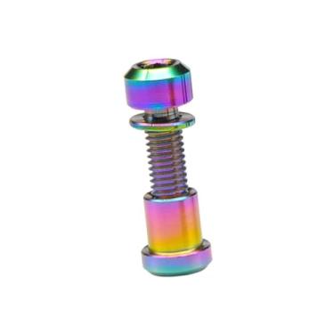 Imagem de Deevoka Conjunto de porca de parafuso da haste da bicicleta substituição reparação liga titânio parafuso da haste fixa leve equitação m5x16 porca do parafuso, colorida