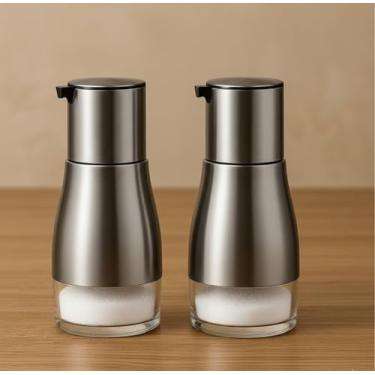 Imagem de Porta Temperos Premium em Vidro e Aço Inox, 320ml, Base em Vidro Transparente, Tampa Escovada, 15cm Altura, Ideal para Cozinha (2)