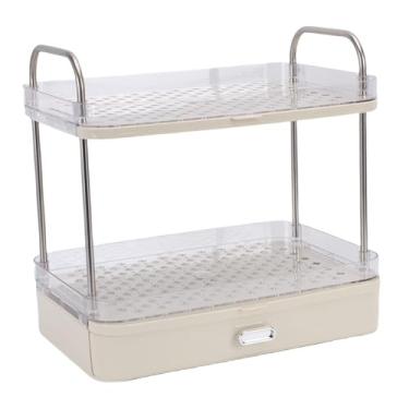 Imagem de Yunseity Suporte de Copo de café de 2 Camadas de Aço Inoxidável para Animais de Estimação Com Bandeja de Drenagem para Cozinha, Rack de Caneca que Economiza Espaço para Cafeteria (Creme Branco)