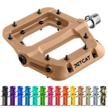 Imagem de JETCAT Pedais de bicicleta de montanha planos - pedais de BTT, pedais de bicicleta para BMX/MTN/estrada/cascalho/bicicleta, pedais BMX, pedais de plataforma, reposição de bicicleta para adultos e