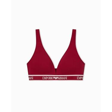 Imagem de Emporio Armani Sutiã acolchoado com logotipo icônico feminino, Vermelho lacado, G